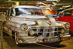 SAINT PETERSBURG, RUSSIA - January 7, 2024: Cadillac Coupe Deville 1951, gray executive car, old classic retro car