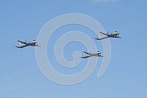 Three Il-38N antisubmarine aircraft take part in the naval parade in honor of Navy Day