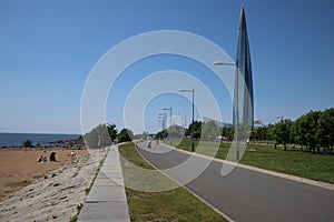 SAINT PETERSBURG. RUSSIA - JUNE 4 2019. Skyscraper `Lakhta center` Gazprom headquarters