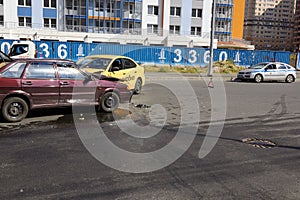 Saint Petersburg, Russia-June 2020: an accident involving a taxi citymobil