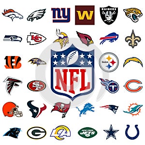 Logo of all national football league teams.