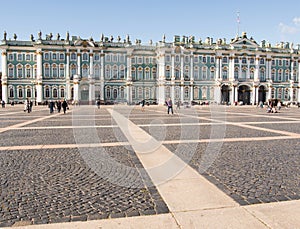 Saint Petersburg, Russia Septembe 10, 2016: Palace square view on Hermitage Museum in St. Petersburg, Russia