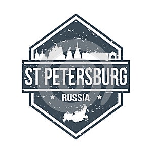 Saint Petersburg Russia Travel Stamp. Icon Skyline City Design Vector.