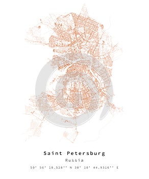 Saint Petersburg,Russia, Urban detail Streets Roads Map ,vector element template image