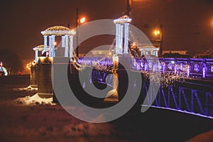 Saint-Petersburg streets with New Year decoration, Christmas illumination on Nevsky Prospect, Russia