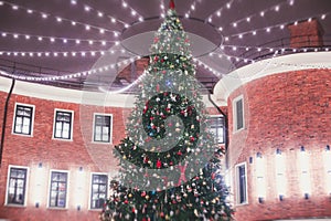 Saint-Petersburg streets with New Year decoration, Christmas illumination on Nevsky Prospect, Russia