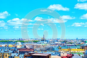 Saint Petersburg town Cityscape view from the Colonnade of St. Isaac`s Cathedral Saint Petersburg Russia.