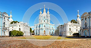 Saint Petersburg, View of the Smolny Cathedral, Russia. Panorama