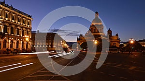 Saint Petersburg view of St. Isaac`s Cathedral Time-lapse photography