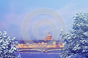 Saint Petersburg at winter evening. X-mas, New Year, Europe, Love and travel concept