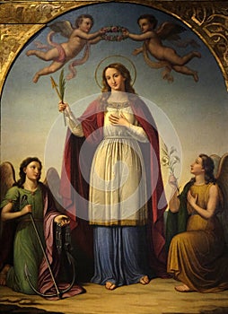 Saint Philomena flanked by two angels