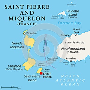 Saint Pierre and Miquelon, overseas collectivity of France, political map