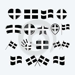 Saint Piran\'s Flag icon set vector isolated on a gray background
