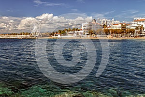 Saint Raphael, France. Panoramic view of the city and the beach. Cote d`Azur, French Riviera.