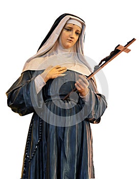 Saint Rita of Cascia statue isolated