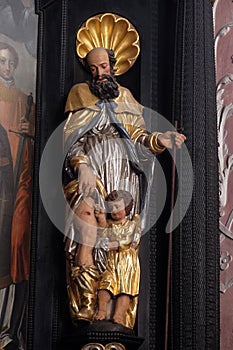 Saint Roch, statue in the Church of Saint Catherine of Alexandria in Zagreb