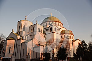 Saint Sava church in Belgrade during a sunset