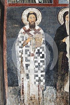 Saint Sava, first Serbian archbishop, fresco photo