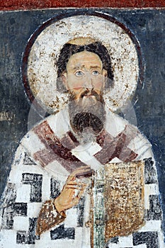 Saint Sava, fresco from Monastery Mileseva photo