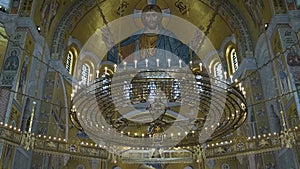 Saint Sava Orthodox Church Interior with mosaic decorations, Belgrade, Serbia