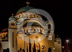 Saint Sava ortodox church in Belgrade Serbia at night