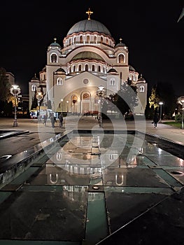 Saint Sava Temple Belgrade Serbia at night