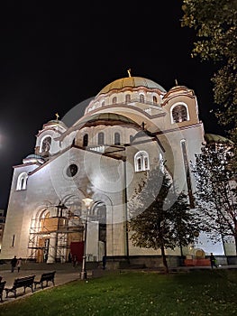 Saint Sava Temple Belgrade Serbia at night