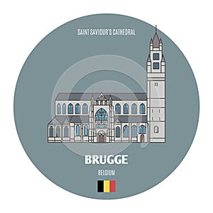 Saint Saviour`s Cathedral in Brugge, Belgium. Architectural symbols of European cities