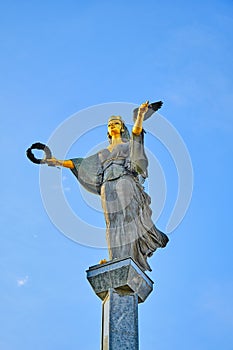 Saint Sofia Monument in Sofia withbackground blue sky.