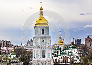 Saint Sophia Cathedral Spires Tower Sofiyskaya Square Kiev