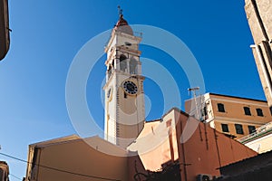 Saint Spyridon Church, a Greek Orthodox church located in Corfu, Kerkyra old town, Ionion Islands, Greece, summer sunny day,