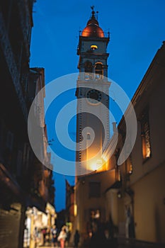 Saint Spyridon Church, a Greek Orthodox church located in Corfu, Kerkyra old town, Ionion Islands, Greece, summer sunny day,