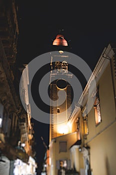 Saint Spyridon Church, a Greek Orthodox church located in Corfu, Kerkyra old town, Ionion Islands, Greece, summer sunny day,