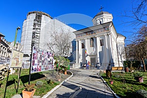 The Saint Spyridon New Church (Biserica Sfantul Spiridon Nou) in the old city center in a