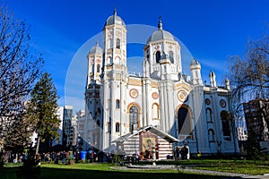 The Saint Spyridon New Church (Biserica Sfantul Spiridon Nou) in the old city center in a