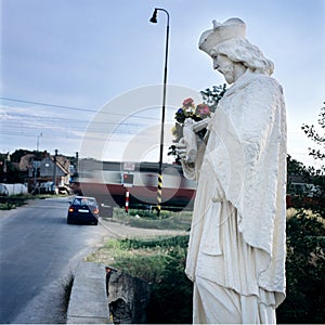 Saint statue protect bridge crossroads slovakia