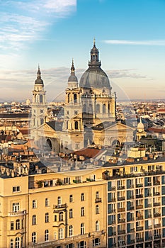 Saint Stephen Basilica in Budapest, Hungary aerial view as seen