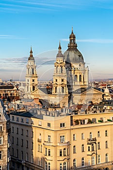 Saint Stephen Basilica in Budapest, Hungary aerial view as seen