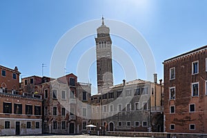 Saint stephen crooked awry tower belwry in venice