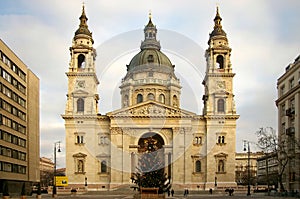 Roman catholic church. Saint Stephen Basilica, landmark attraction in Budapest, Hungary