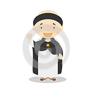 Saint Thomas of Aquino cartoon character. Vector Illustration.