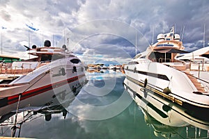 Saint Tropez. Luxury yachting harbor of Saint Tropez at Cote d Azur view