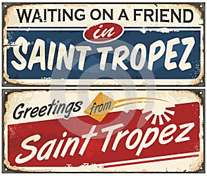Saint Tropez retro signs set