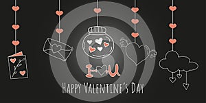 Saint Valentine`s day holiday background with love design elements