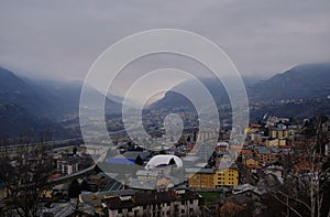 Saint Vincent, Aosta Valley, mountain italian city on alps