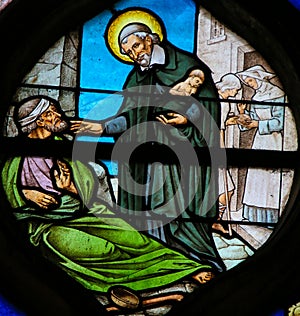 Saint Vincent de Paul on a Stained Glass in Paris