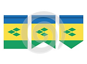 Saint Vincent and the Grenadines flag or pennant isolated on white background. Pennant flag icon