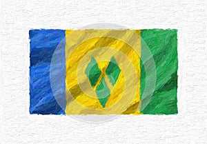 Saint Vincent and the Grenadines hand painted flag. photo
