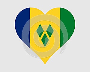 Saint Vincent and the Grenadines Heart Flag. St. Saint Vincentian Love Shape Country Nation National Flag. Vincy Banner Icon Sign photo