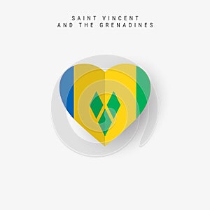 Saint Vincent and the Grenadines heart shaped flag. Origami paper cut Vincentian national banner photo